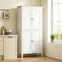 STILVORA White Tall Pantry Cupboard with Motion Sensor LED Light