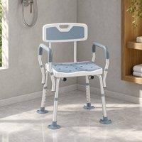STILVORA Adjustable Shower Chair with Back & Arms in Blue