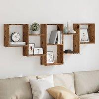 Berkfield Home Wall Shelf Old Wood 159x18x66 cm Engineered Wood in Brown | Size: 159 x 18 x 66 cm
