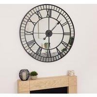Charles Bentley Windermere Indoor Outdoor Mirrored Skeleton Wall Clock 90cm in Black