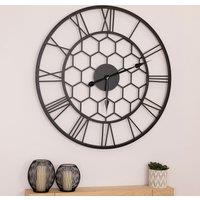 Charles Bentley Stanwick Indoor Outdoor Round Skeleton Wall Clock 90cm in Black