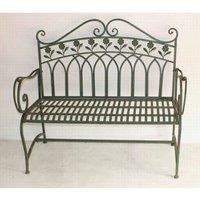 Minster Stylish Living Ltd 112cm Decorative Metal Garden Bench - L63 x W112 x H99 cm - Green/Gold in Green