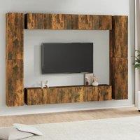 Berkfield Home 10 Piece TV Cabinet Set Smoked Oak Engineered Wood in Brown