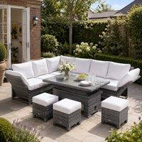 Direct Wicker Rattan Aluminium Outdoor Sofa Set with Rising Table in Grey | Size: 4 Pack