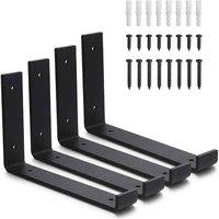 PAWNORA 8 Pack Heavy Duty Solid Steel Shelf Brackets Rustic Scaffold Style in Black