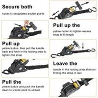 NESTLUNE 4 Pack Automatic Retractable Ratchet Straps 25MM 3.3M in Black | Size: 10g