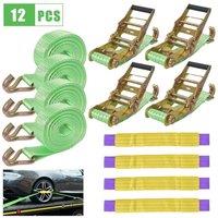 NESTLUNE Recovery Truck Ratchet Straps 5 Ton With Claw Hook in Green | Size: 1kg