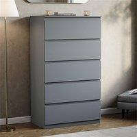 PAWNORA 5 Drawer Chest of Drawers grey