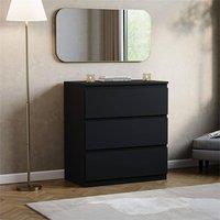 PAWNORA 3 Drawer Chest of Drawers BLACK