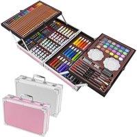 NESTLUNE 145pc Pink Artists Aluminium Art Case Colouring Pencils | Size: 0.5m x 1m