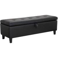 KORVIXA Large Storage Space PU Leather Storage Ottoman Bench in Black | Size: 100 cm x 100 cm