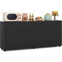 KORVIXA TV Stand Credenza up to 70" 160 cm Sideboard in Black | Size: 100 cm x 100 cm