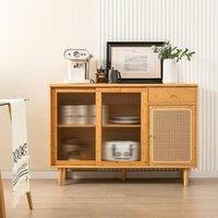 KORVIXA Kitchen Buffet Sideboard Storage Cupboard Cupboard in Natural | Size: 100 cm x 100 cm