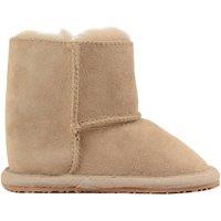 SNUGRUGS Childrens Sheepskin Booties, Ripper Tab Fastening with Rubber Sole in Camel | Size: 12-18 m
