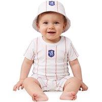 Chelsea FC Baby Romper & Bucket Hat Set in White | Size: 6-9 m