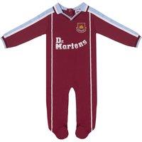 West Ham United FC Baby Sleepsuit Retro 2000 Kit in Burgundy | Size: 0-3 m