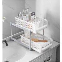 Living and Home 2 Tier Shelf Corner Organizer Bathroom Caddy Kitchen Storage Rack in White