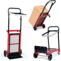 Crystals Sack Truck Trolley Multi Purpose Industrial Folding Hand Cart in Red | Size: 1m