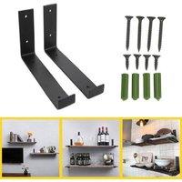 PAWNORA 2 Pack Heavy Duty Solid Steel Shelf Brackets Rustic Scaffold Style in Black