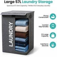 FORGEVIO Grey Laundry Basket Dirty Washing Clothes Bin | Size: 0.6m2