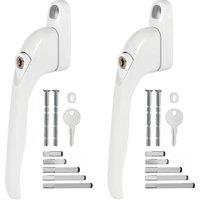 PAWNORA Window Handle Inline Locking 2PCS White-Multi Spindles in White
