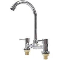PAWNORA Kitchen Sink Mixer Taps 2 Hole in Silver