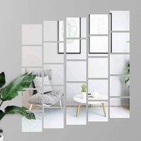 PAWNORA 40 Pack 15x15cm Mirror Tiles Self Adhesive Wall DIY Stickers in Silver | Size: 15x15 cm