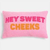 PAWNORA Hey Sweet Cheeks Boucle Scatter Cushion Back Support Pillow in Pink