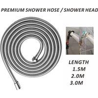 NESTLUNE 2M SILVER STAINLESS STEEL SHOWER HOSE CHROME FLEXIBLE | Size: 10000mm x 520mm
