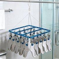 EONLION Blue Aluminum Alloy Multi-Clip Drying Rack with Windproof Hook | Size: 100 cm