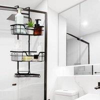 EONLION Storage Rack Organizer Holder Hanging Over Door Hooks in Black