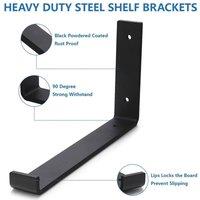 NESTLUNE 4x Shelf Brackets Rustic Heavy Duty Industrial in Black | Size: 100 cm x 15 cm