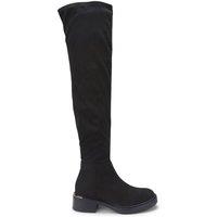 Truffle Collection Women's Block Heel Over The Knee Fashion Boots Zip Round Toe Shoes in Black | Size: 3