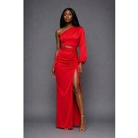 Vesper Women's One Sleeve Maxi Dress in Red | Size: 8