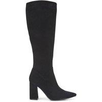 Truffle Collection Women's Block Heel Knee High Boots Pointed Toe Shoes in Black | Size: 8