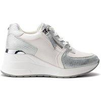 Moda In Pelle Women's 'Bayley' Porvair Wedge Trainers in Silver | Size: 7