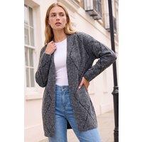 Roman Women's Sparkle Argyle Cardigan in Charcoal | Size: 18