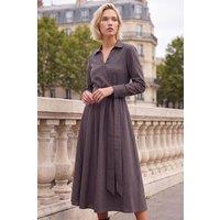 Roman Women's Check Mock Wrap Dress in Dark Brown | Size: 14