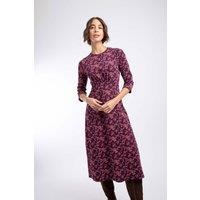 Weird Fish Women's Felicity Printed Jersey Midi Dress in Purple | Size: 12