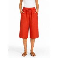 Kettlewell Women's Cropped Wide Leg Linen Blend Trousers in Tangerine | Size: 12