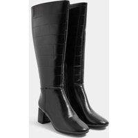 Yours Women's Almond Toe Block Heel Boots In Extra Wide EEE Fit in Black | Size: 7EEE