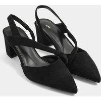 Long Tall Sally Women's Faux Suede Asymmetric Block Heels In Standard Fit in Black | Size: 8