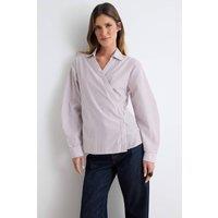 WOVCOR Women's Asymmetric Button Detail Regular Fit Long Sleeve Shirt in Burgundy | Size: 8