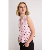 WOVCOR Women's Sleeveless Mandarin Collar Relaxed Fit Shirt in Pink | Size: 6