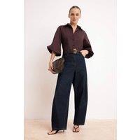 WOVCOR Women's Collared Long Sleeve Relaxed Fit Shirt in Burgundy | Size: 6