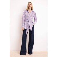 WOVCOR Women's Striped Shirt with Tie Detail | Size: 6