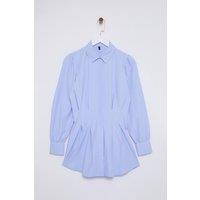 WOVCOR Women's Pearl Detail Fitted Long Sleeve Shirt in Blue | Size: 12