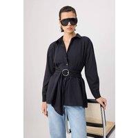 WOVCOR Women's Classic Collar Long Sleeve Regular Fit Shirt in Black | Size: 8