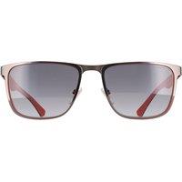 Police Men's Rectangle Shiny Gunmetal with Red Smoke Gradient SPLN25 Carbonfly 8 in Grey