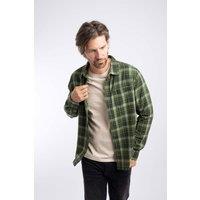 Weird Fish Men's Broxton Long Sleeve Herringbone Check Shirt in Dark Green | Size: 2XL